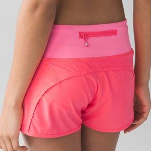 Lululemon Run Times Short, Pink Coral, Flash Light, size 2